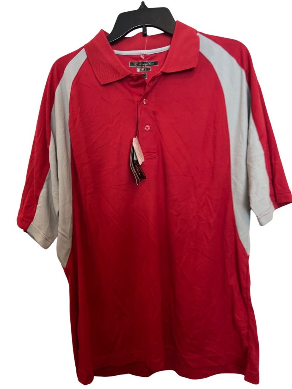 Heritage Cross Mens Red & Gray Polo Shirt Cool Layer S